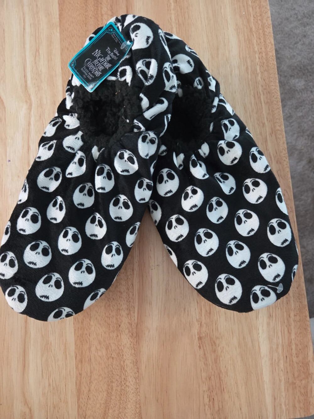 Disney Nightmare Before Christmas Jack Skellington Fuzzy Slipper Socks L/XL NWT
